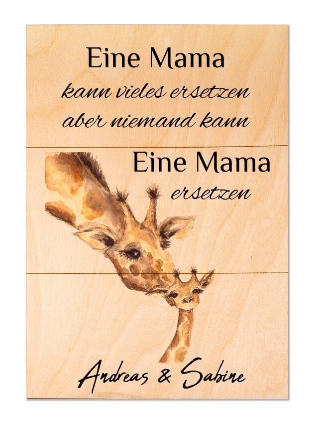 Holzbild personalisierbar mit Namen - Eine Mama