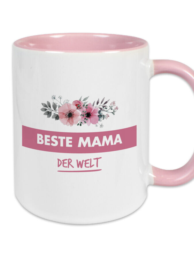 Keramik Tasse Zweifarbig Altrosa – Beste Mama der Welt