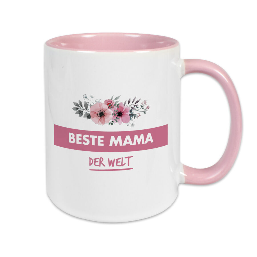 Keramik Tasse Zweifarbig Altrosa – Beste Mama der Welt