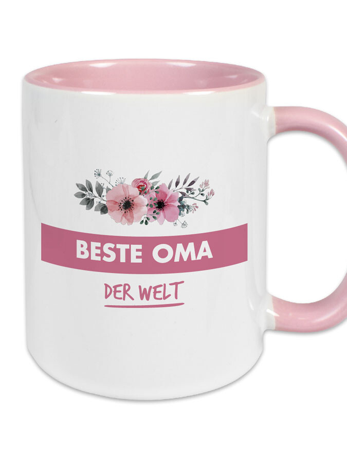 Keramik Tasse Zweifarbig Altrosa – Beste Oma der Welt