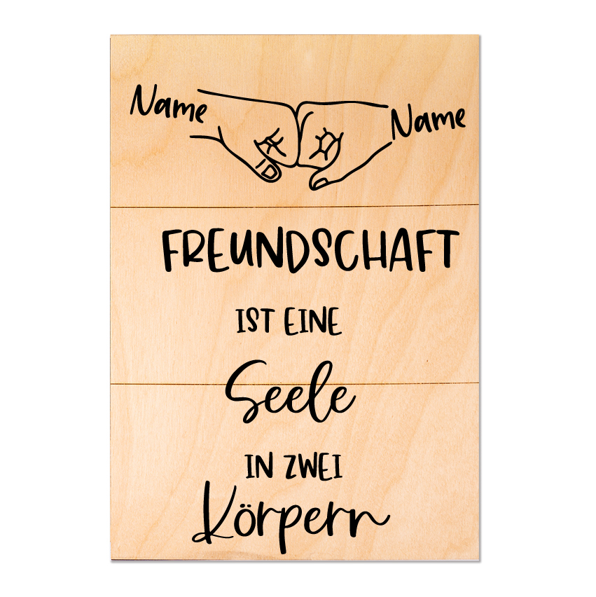 Holzbild personalisierbar mit Namen – Freundschaft