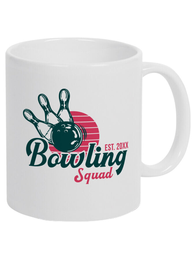 Keramiktasse personalisierbar mit Datum - Bowling Squad