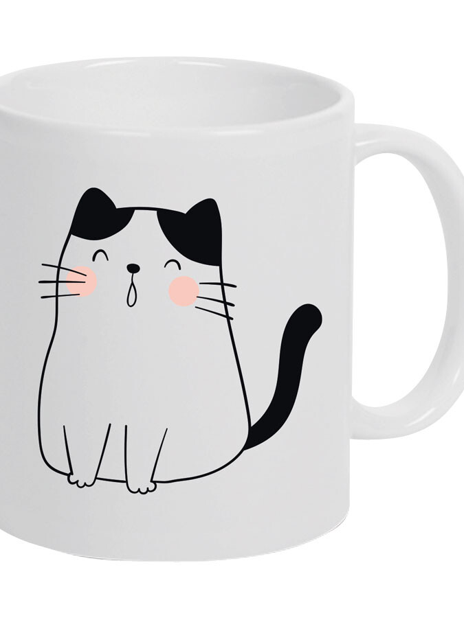 Keramiktasse beidseitig mit Katze – Gähnend