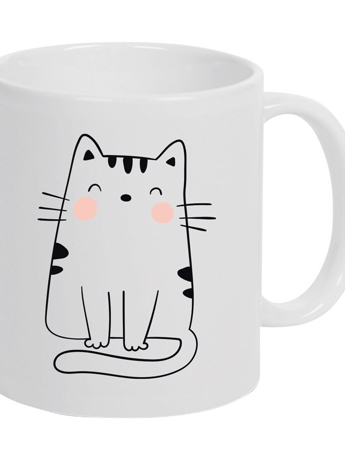 Keramiktasse beidseitig mit Katze – Fröhlich