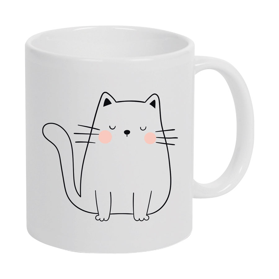 Keramik Tasse beidseitig mit Katze - Schläfrig