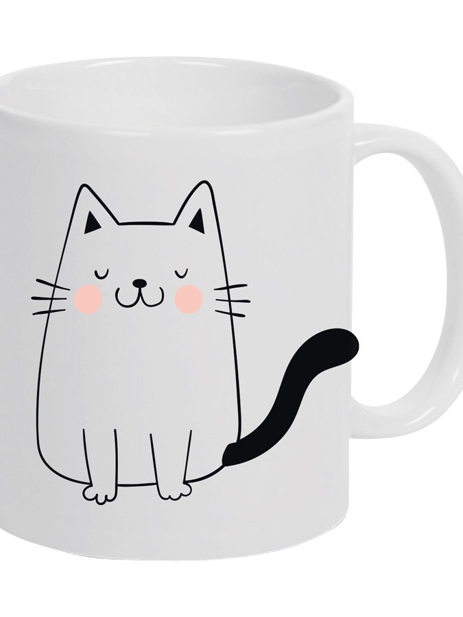 Keramiktasse beidseitig mit Katze – Zufrieden