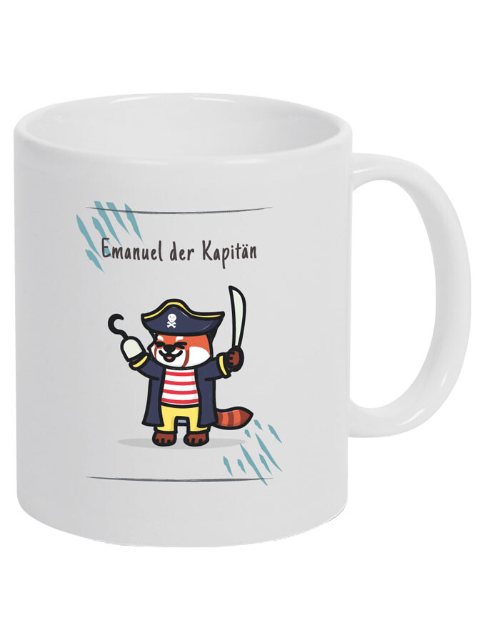 Keramik Tasse personalisierbar - Kapitän Fuchs mit Namen