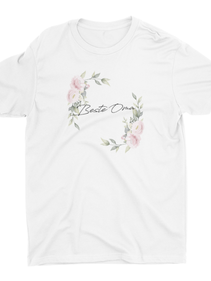 T-Shirt Fairtrade Bio-Baumwolle mit Spruch – Beste Oma mit Blumen