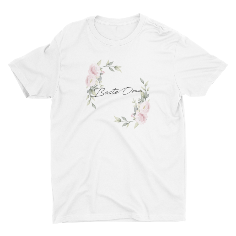 T-Shirt Fairtrade Bio-Baumwolle mit Spruch – Beste Oma mit Blumen