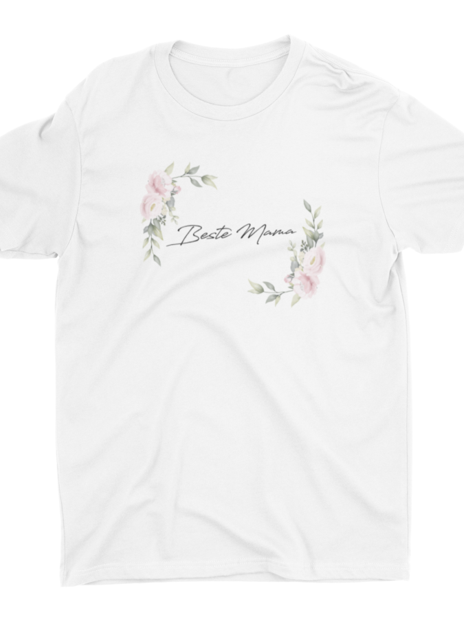 T-Shirt Fairtrade Bio-Baumwolle mit Spruch – Beste Mama mit Blumen