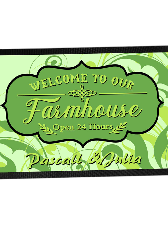 Fussmatte personalisierbar mit Namen - Welcome to our Farmhouse