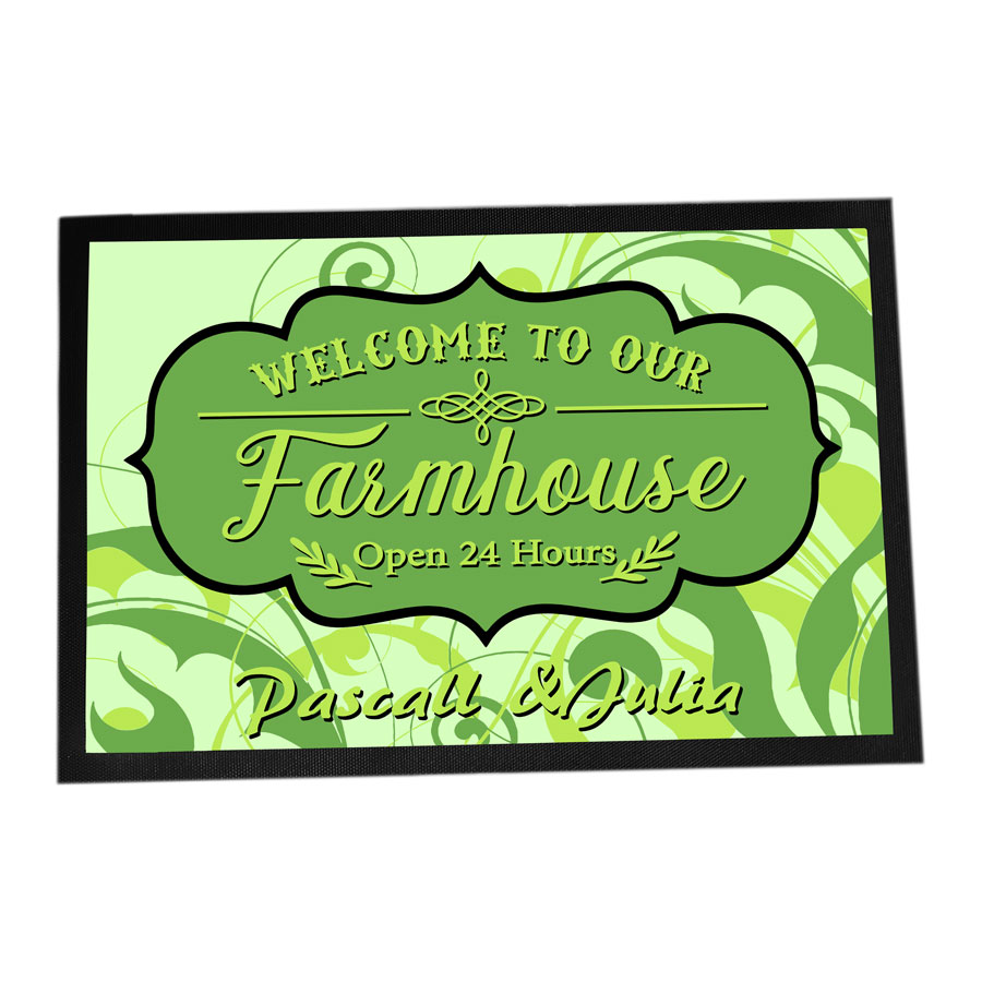 Fussmatte personalisierbar mit Namen - Welcome to our Farmhouse