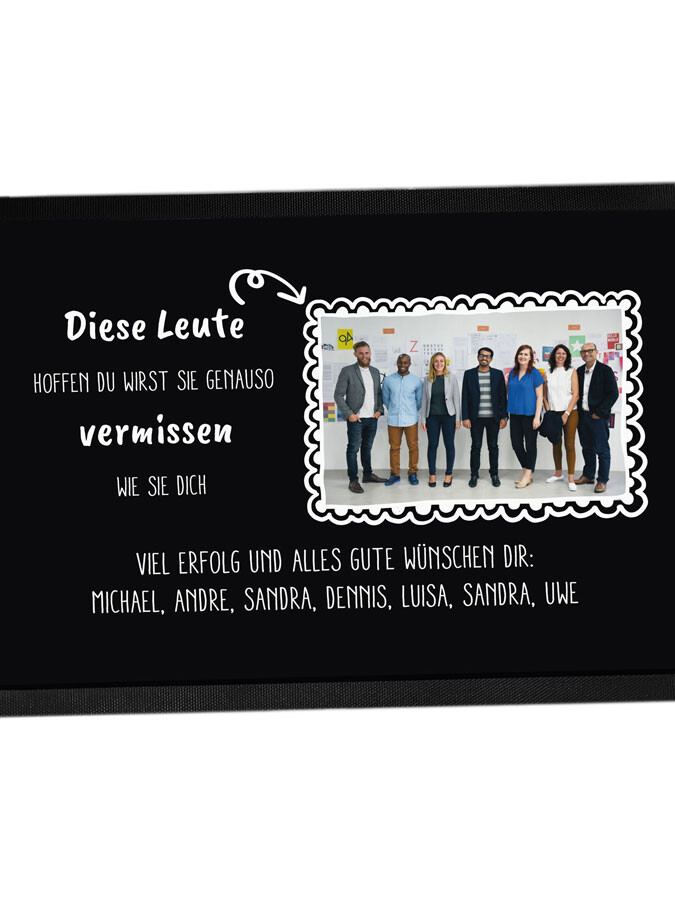 Fußmatte: Abschied Kollege - personalisierbar mit Namen und Foto