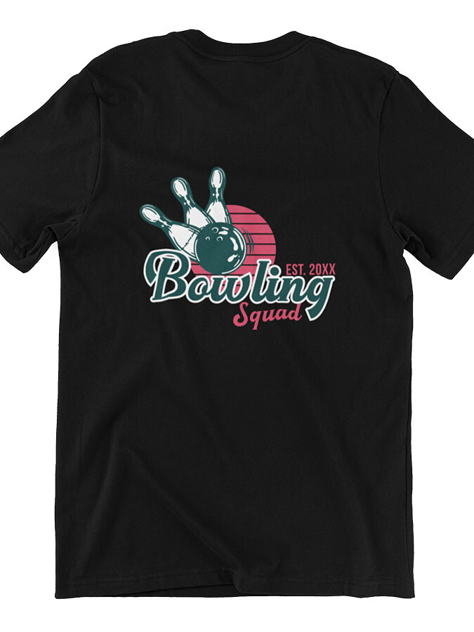 T-Shirt Fairtrade Bio-Baumwolle personalisierbar mit Datum – Bowling Squad