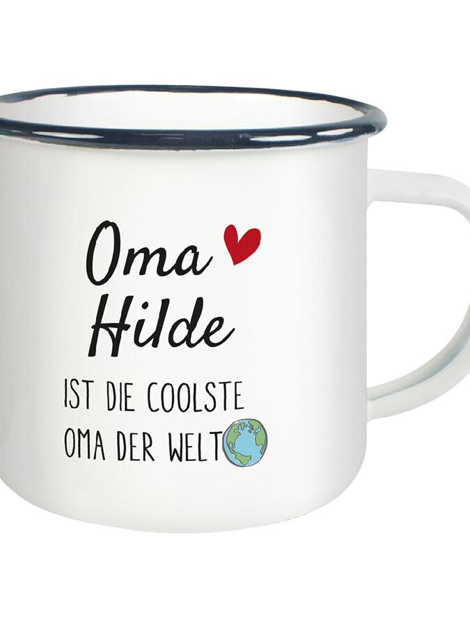 Emaille Tasse personalisierbar mit Namen - Coolste Oma der Welt