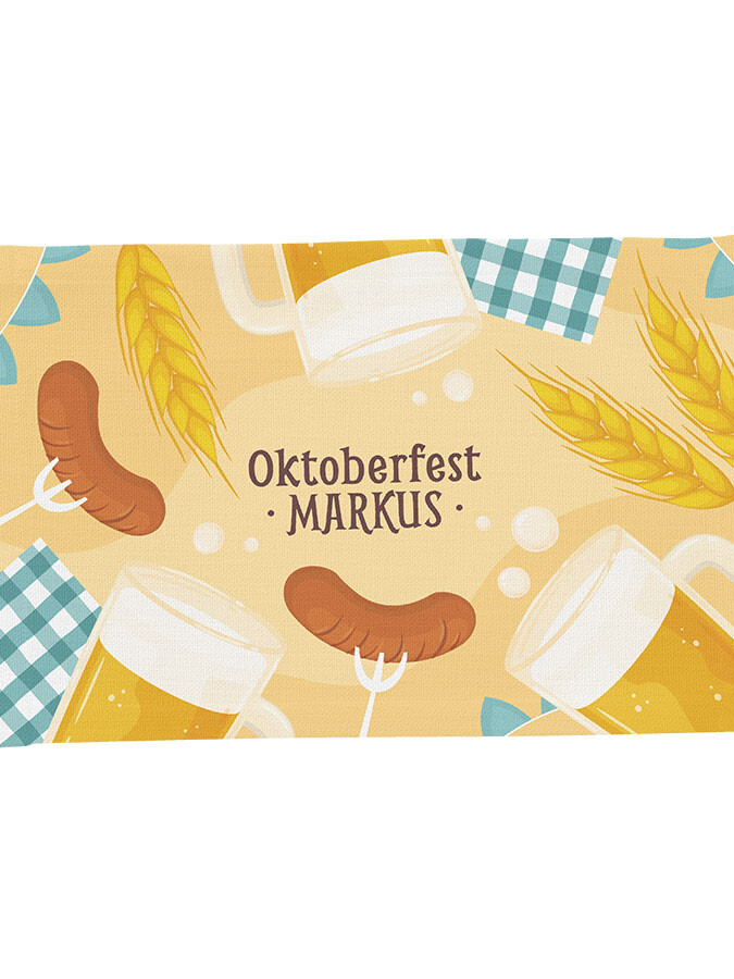 Tischset Leinenoptik personalisierbar mit Namen - Oktoberfest Hopfen