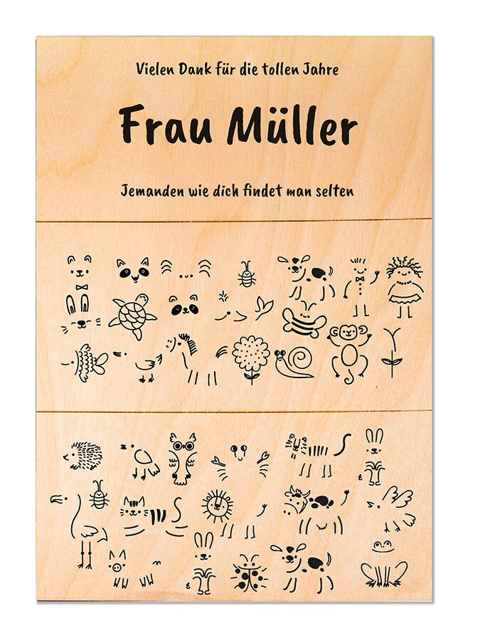 Holzbild: Abschied Kindergarten - personalisierbar mit Namen und Fingerabdrücken