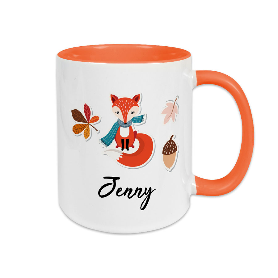 Keramiktasse Zweifarbig Orange - Herbst Fuchs