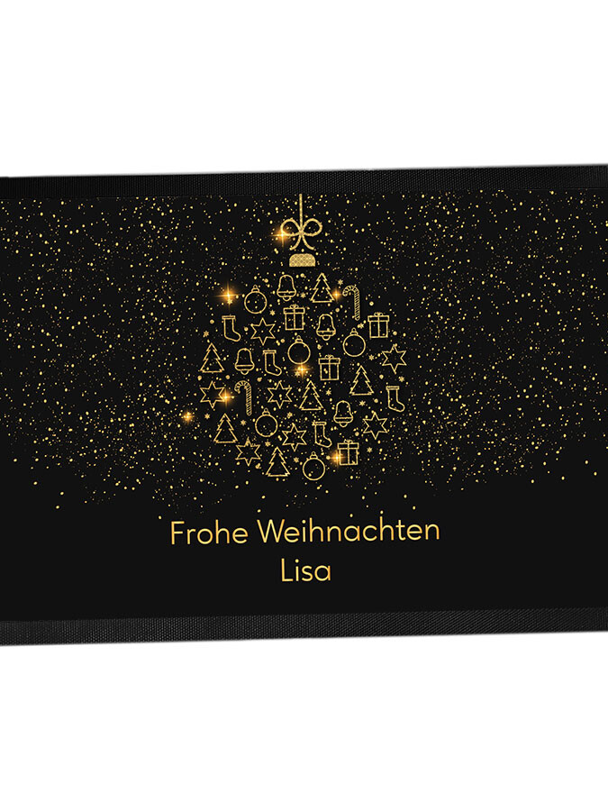 Fußmatte personalisierbar mit Namen - Weihnachten in Gold