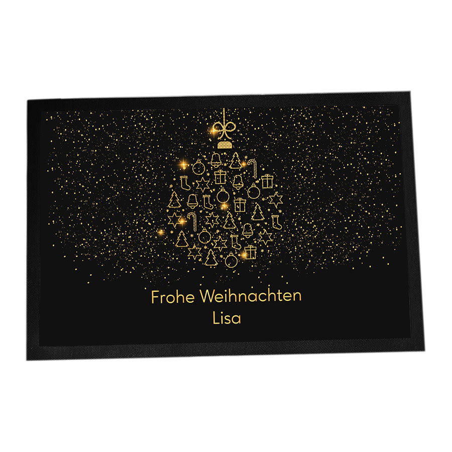 Fußmatte personalisierbar mit Namen - Weihnachten in Gold