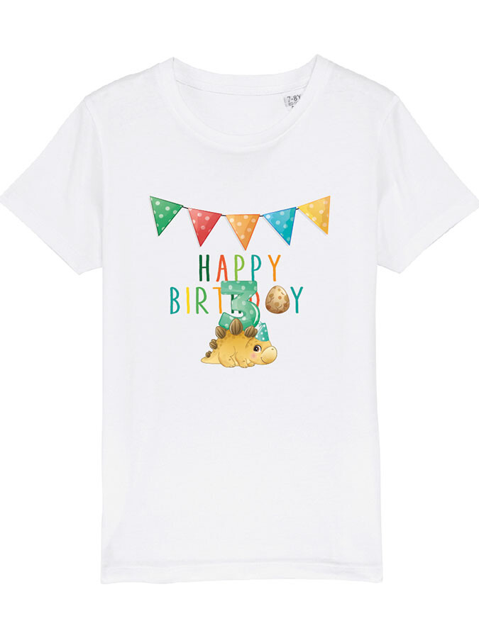 Shirt - mit Namen und Geburtstagsdino Stegosaurus liegend