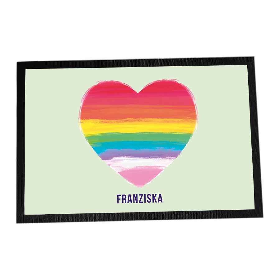 Fußmatte personalisierbar mit Namen - LGBTQ+ Herz