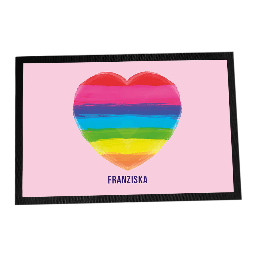 Fußmatte personalisierbar mit Namen - LGBTQ Herz