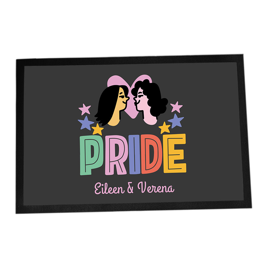 Fußmatte personalisierbar mit Namen - Pride mit Sternen