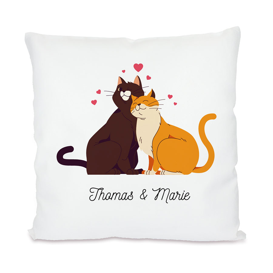 Kissen personalisierbar mit Namen - Valentinstag Katzen